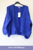 Five Maelys Women's 30% Mohair Cardigan, Blue, One Size