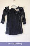 Nanos Kid's Long Sleeve Girls Velvet Dress, Dark Blue, Size 6