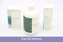 Three Ion Biome items to include 1x Gut Support Supplement, 473ml, Best Before 05/28, 1x Sinus Suppo