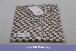 Kitri Women's Linen Blend Shirt, Chestnut Wavy Checker, UK XS