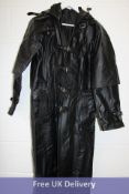 Leather Coat with Buckle Fasteners, Black, No Size