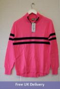 Birdie London Women's Half Zip Knit Sweater, Bright Pink/Navy, Large