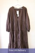 Matteau Long Sleeve Tiered Dress, Brown, Size 4