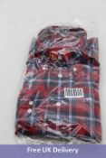 Seaward & Stearn Men's Check Button Down Cotton Over-Shirt, Navy/Red Size M
