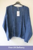 Five Maelys Women's 30% Mohair Cardigan, Dark Blue, One Size