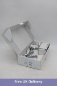 Two-Handle Kitchen Faucet Swan Tap, White Levers, Chrome. Box damaged