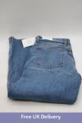 B Sides Woman's Plein high Straight Cropped Jeans, Mid Denim, Blue, Size 29