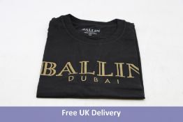 Six Ballin Dubai Men's Crew Neck T-Shirts, Black, Large