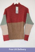 Irelands Eye Iris' Contrast Panel Funnel Neck Sweater, Sunset Biscuit, S