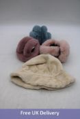 Four items of Emi Jay Woman's Head Wear to include 1x Sugar Muffs, Plum, 1x Sugar Muffs, Winter Drea