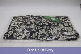 Farm Rio Women's Graphic Floral Organic Cotton Midi Skirt, Black/White, Size XS