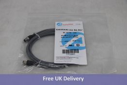 Six Alpha Wire Slate 3M, DR08AR102 SL357, M12M STR-M12F STR, 22AWG 05POL