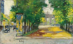 Lesser Ury. ”Unter den Linden mit Blick auf das Brandenburger Tor, Berlin”. 1920s