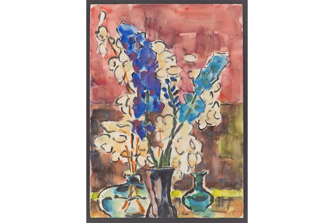 Karl Schmidt-Rottluff. „Rittersporn und Judassilberlinge“. 1968 - Bild 2 aus 3