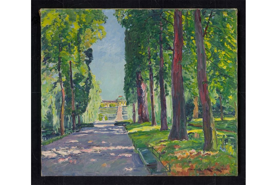 Philipp Franck. „Blick auf Schloss Sanssouci in Potsdam“. 1933 - Bild 2 aus 3