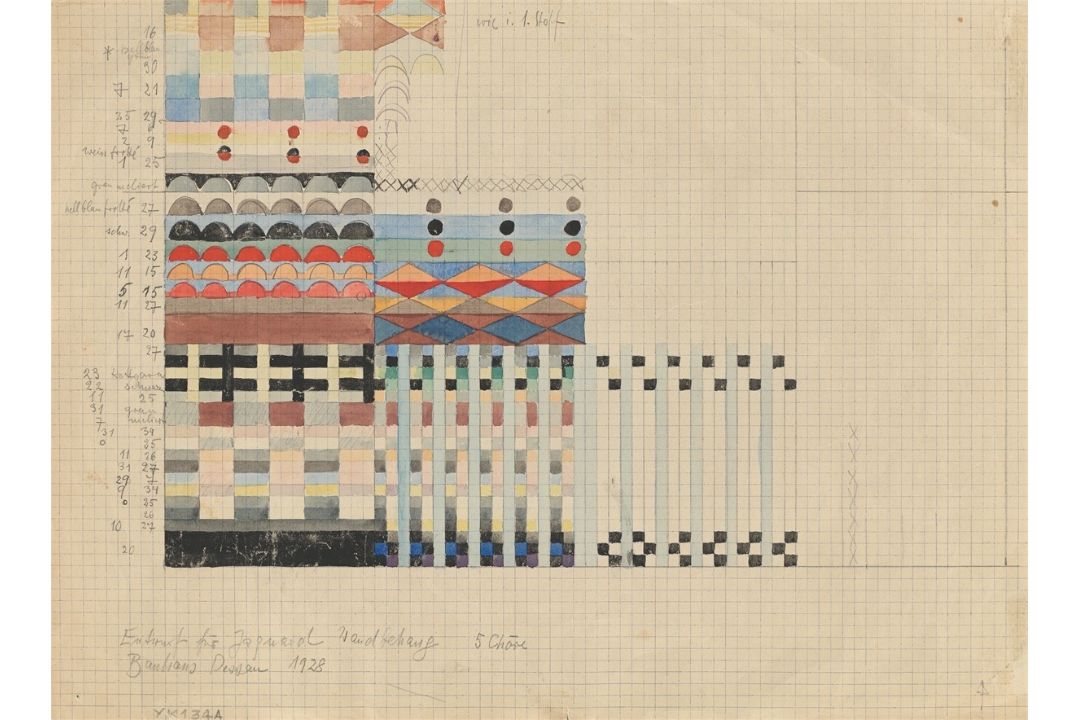 Gunta Stölzl. „Entwurf für einen Jacquard Wandbehang 5 Chöre“. 1928 - Bild 2 aus 2