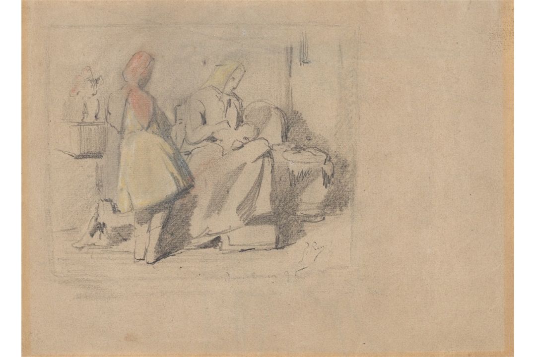 Pablo Picasso. Mère allaitant son bébé en présence d’une fillette. 1895 - Bild 1 aus 3