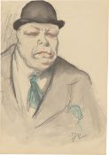 Jeanne Mammen. ”Brustbild eines Herrn mit Melone”. Circa 1910-1914