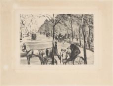 Lesser Ury. ”Allee im Tiergarten mit Kutsche im Vordergrund”. 1920