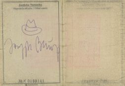 Joseph Beuys. Identity card with signature and drawing. After 1979