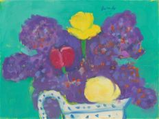 Dietmar Lemcke. Still life with violets and tulips. 2010