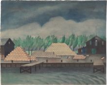 Ima Breusing. Warehouse on the water. Late 1920s