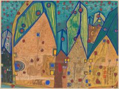 Friedensreich Hundertwasser. ”Häuser im Blutregen”. 1961