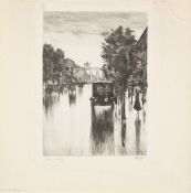 Lesser Ury. ”Kraftdroschke im Regen am Brandenburger Tor”. Circa 1920