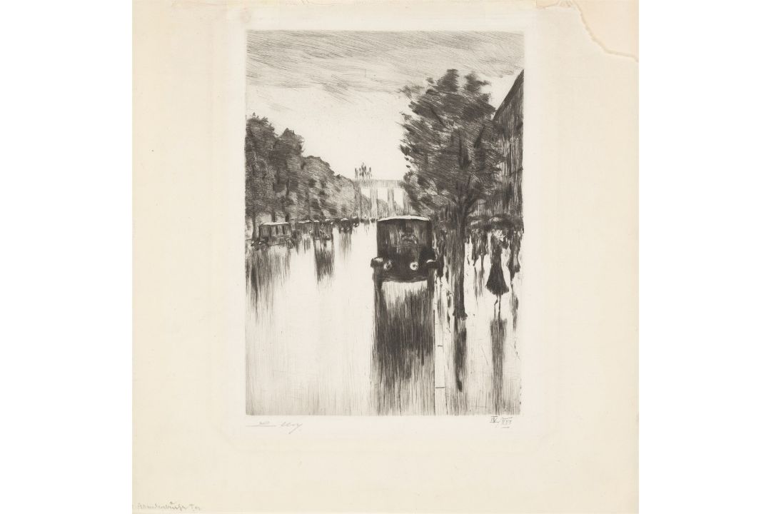 Lesser Ury. „Kraftdroschke im Regen am Brandenburger Tor“. Um 1920 - Bild 1 aus 3