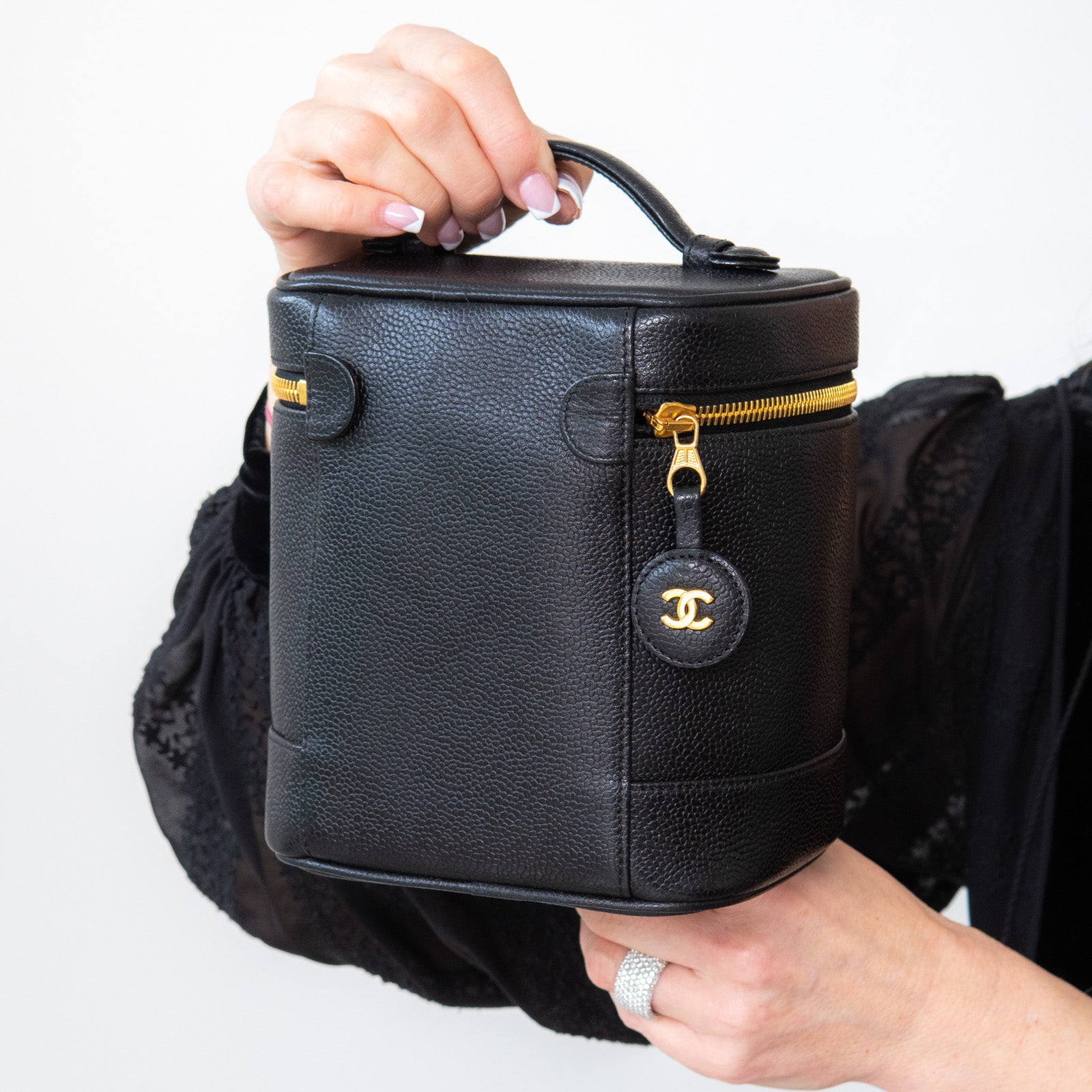 Chanel Black Caviar Timeless CC Vanity Bag - Image 3 of 10