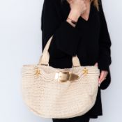 Jimmy Choo Cream Fabric And Leather Bag