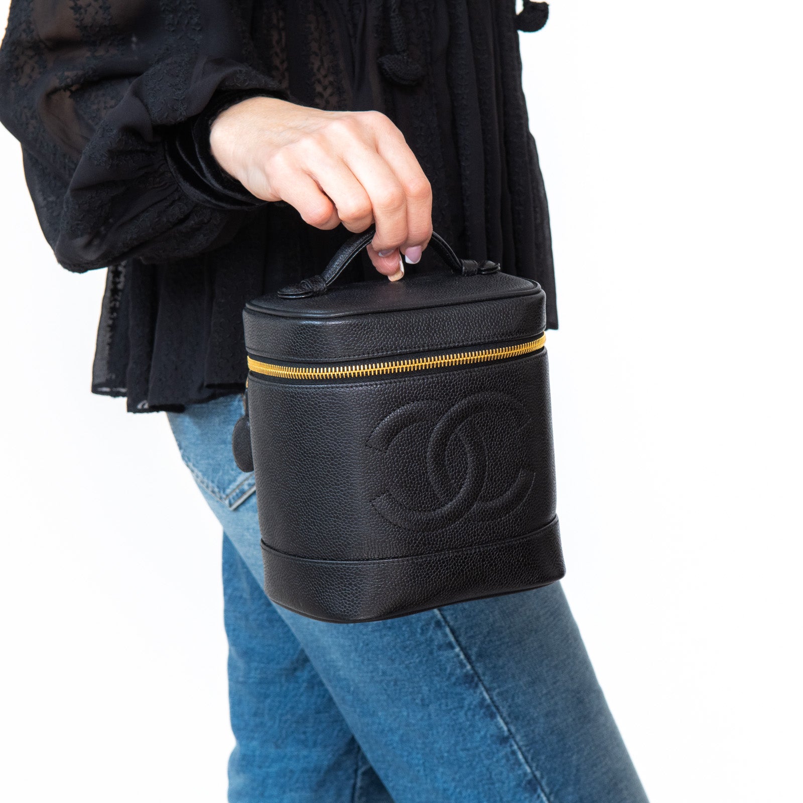 Chanel Black Caviar Timeless CC Vanity Bag - Image 7 of 10