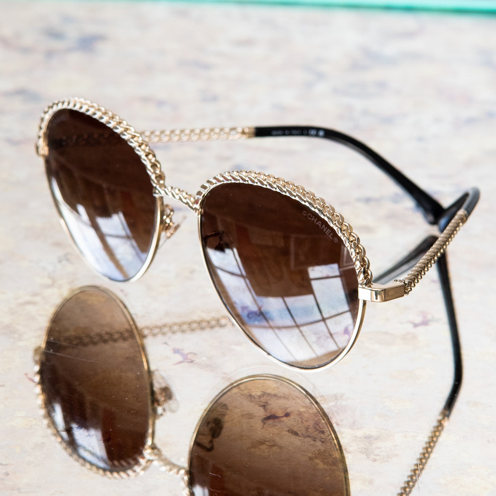 Chanel Sunglasses With Chain - Image 6 of 7