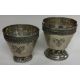 A Judaica silver double beaker with pierced decoration and Hebrew script. Marked to base. - Image 2 of 2