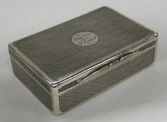 EDINBURGH: A Scottish silver engine turned hinged snuff box. 1874. By Thomas Johnson.