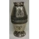 A Judaica silver double beaker with pierced decoration and Hebrew script. Marked to base. - Image 1 of 2