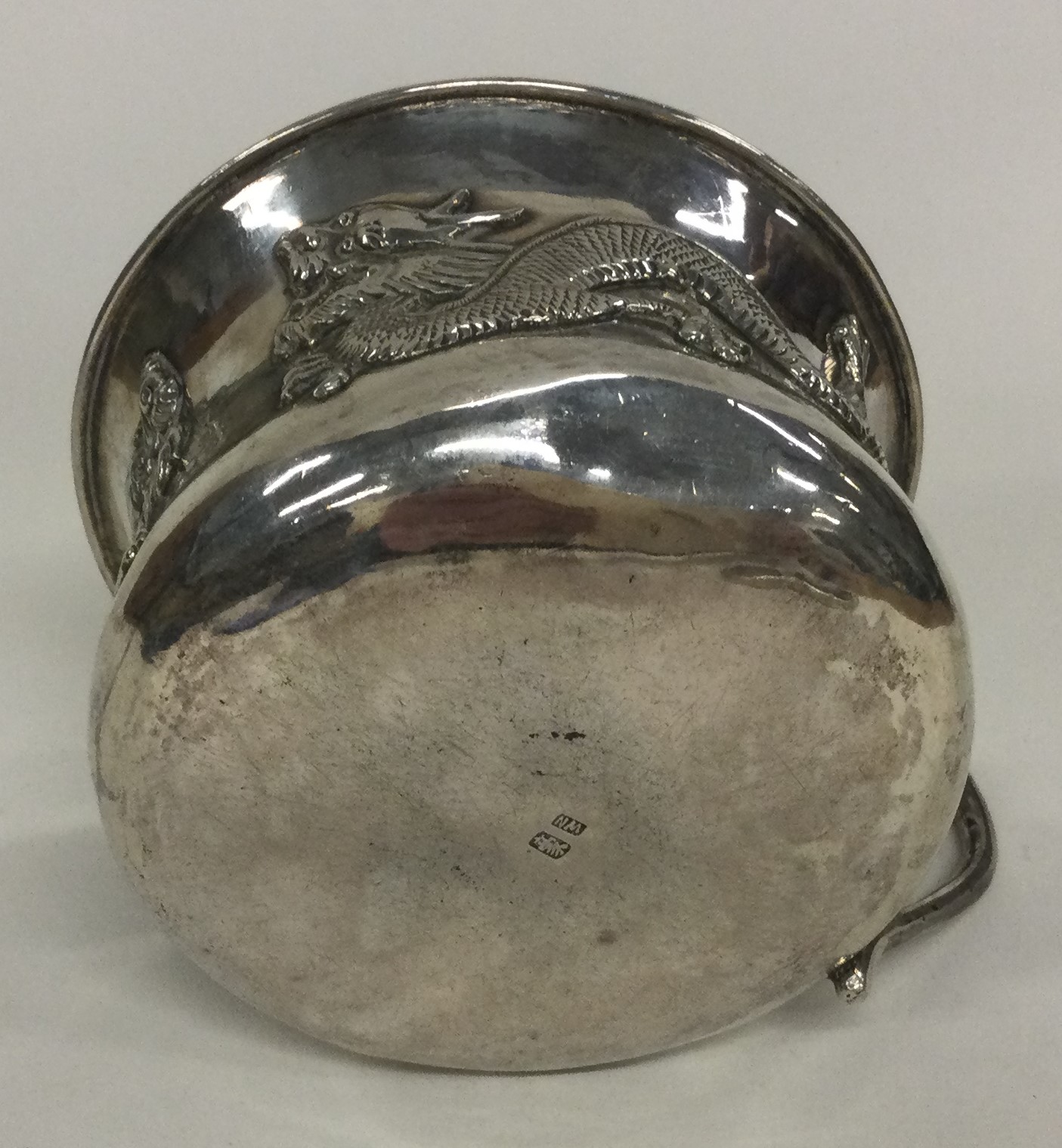 WING NAM: A silver mug chased with dragons. Circa 1900. - Image 2 of 2