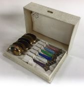 A set of six Norwegian silver and enamelled spoons.