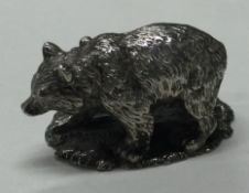 An early 20th Century silver menu holder in the form of a bear bearing import marks.