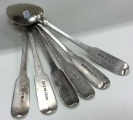 PERTH: A set of six 18th Century Scottish Provincial silver tablespoons.