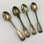 A set of four Victorian silver grapefruit spoons.