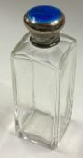 A silver and blue enamelled flask with screw-top cover.