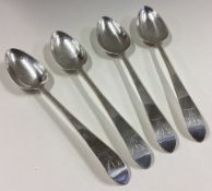 DUBLIN: A set of four 18th Century Irish silver spoons.