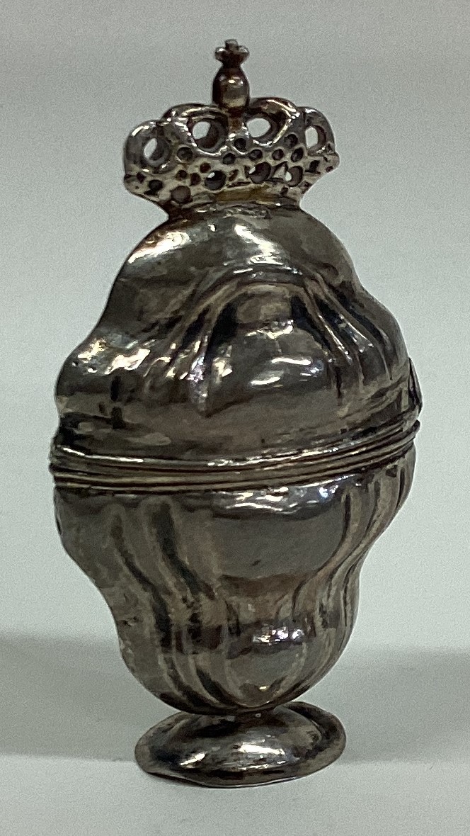 A Continental silver hinged top box with gilt interior.
