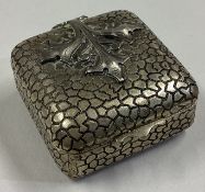 A rare novelty silver snuff box with hinged cover.