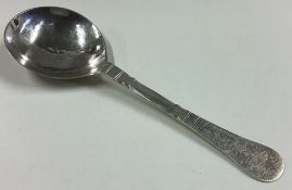 An early 18th Century Scandinavian silver spoon with fine engraving.