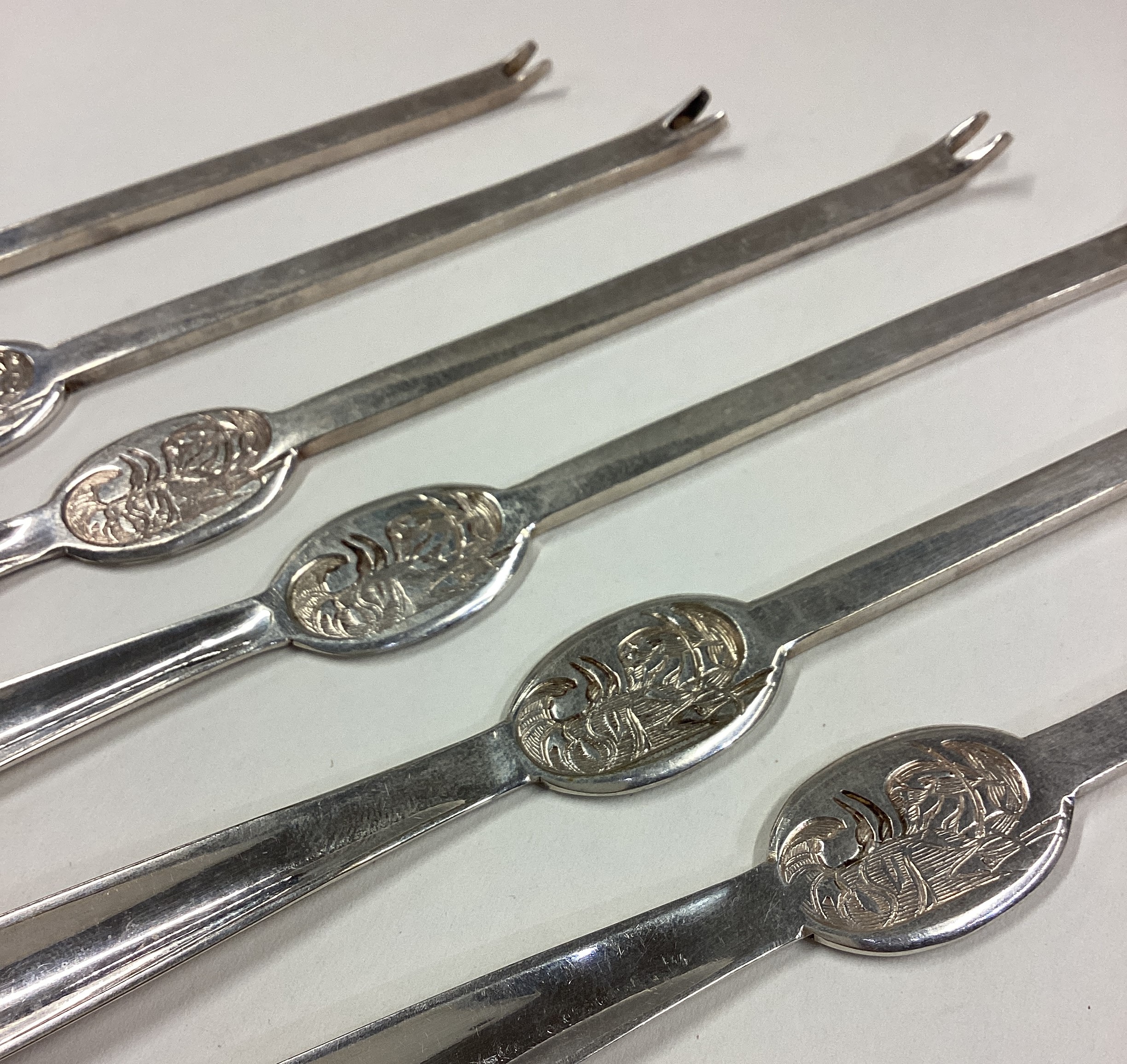 A set of six silver plated lobster picks. - Image 2 of 2