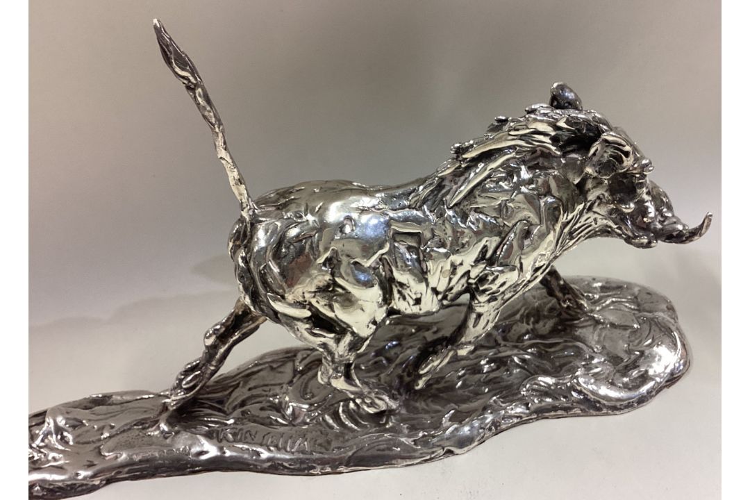 A large Zimbabwean silver figure of a boar. - Image 2 of 2