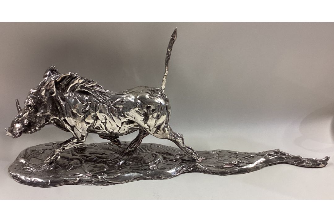 A large Zimbabwean silver figure of a boar. - Image 1 of 2