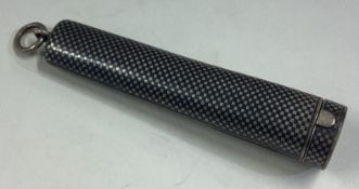 An unusual silver and Niello cheroot case with hinged cover.